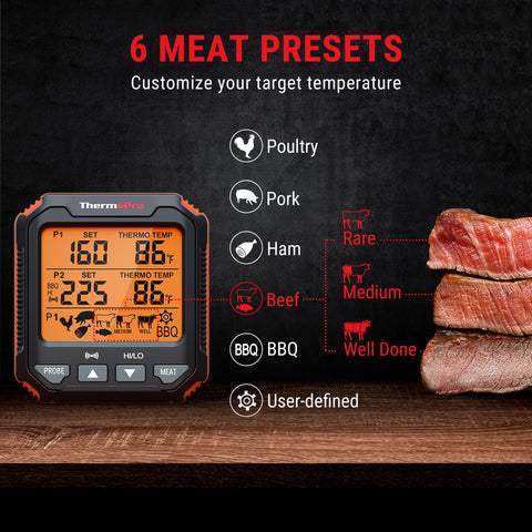 Termómetro de doble sonda ThermoPro TP717 para asados con precisión