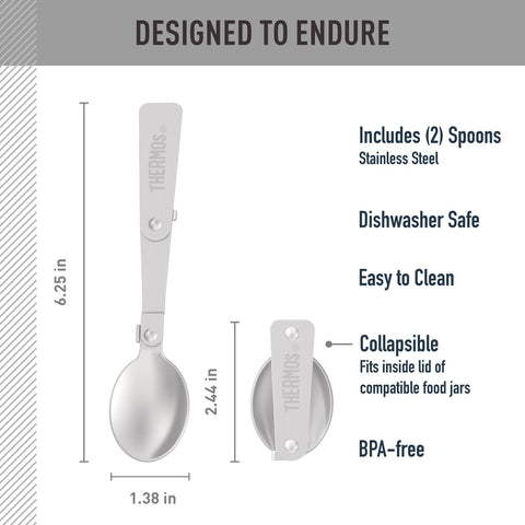 THERMOS cuchara plegada mostrando diseño compacto y ahorro espacio