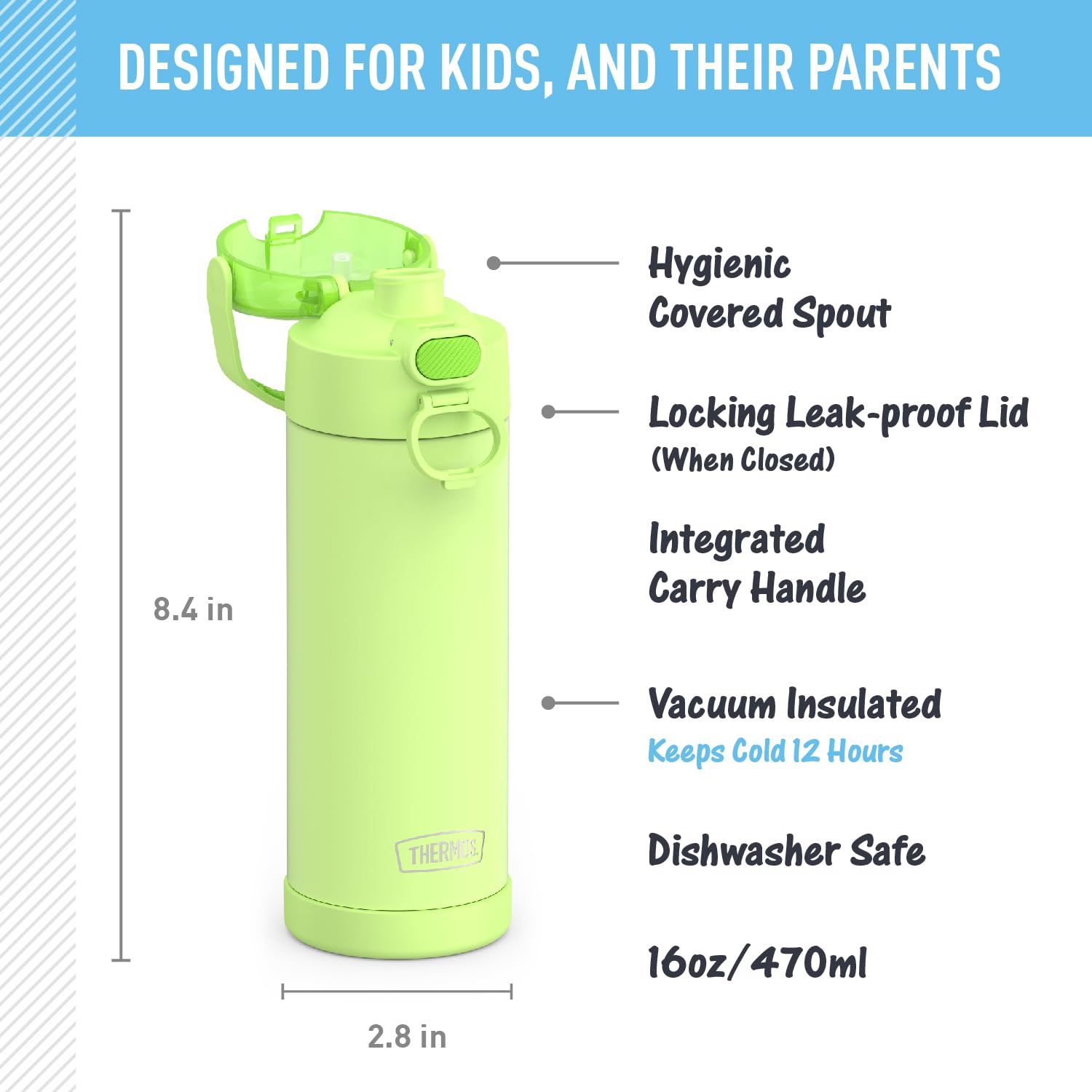 THERMOS Funatainer tapa boca amplia facilita beber y rellenar en casa o escuela