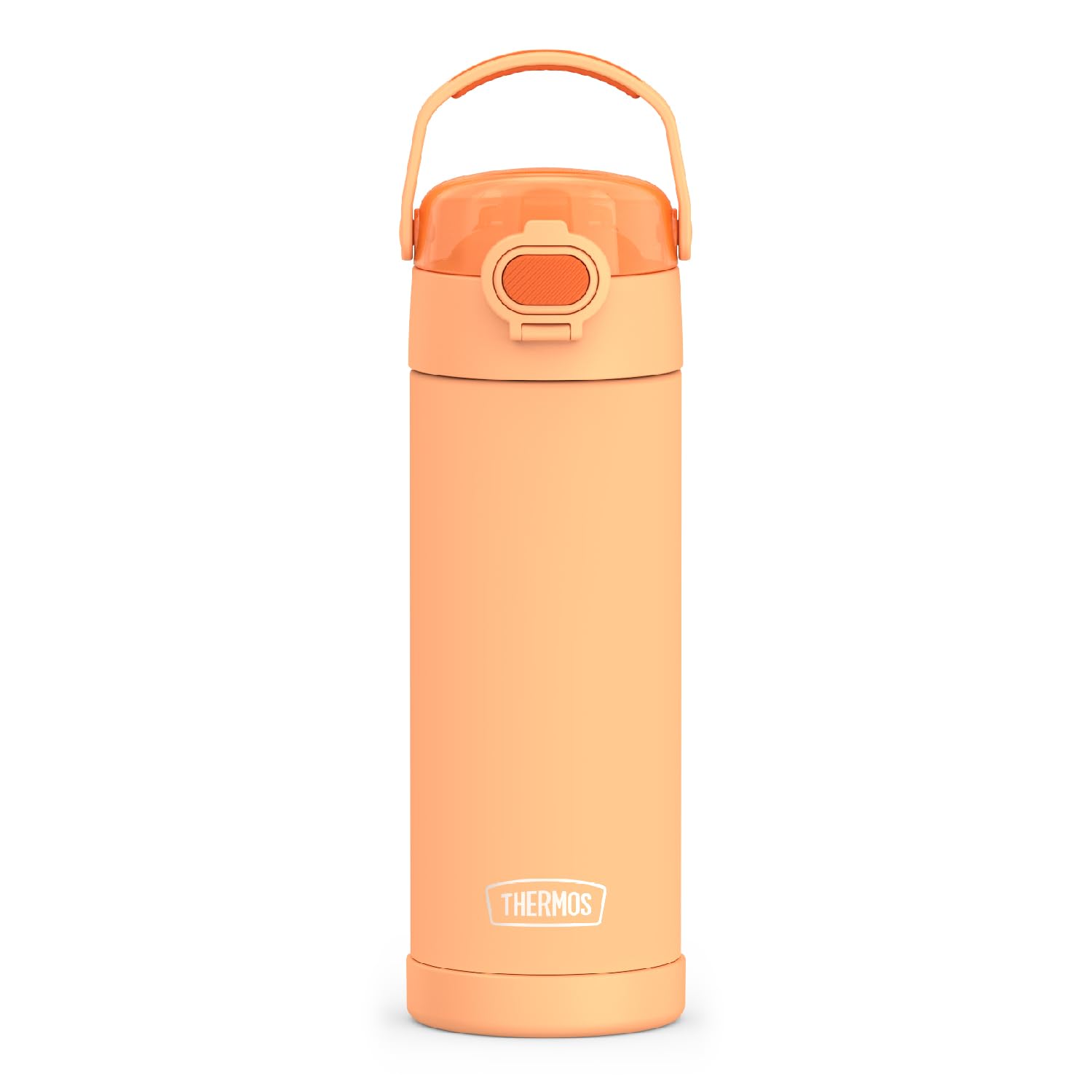 THERMOS FUNTAINER naranja con tapa-pico ancho, fácil de usar para niños.