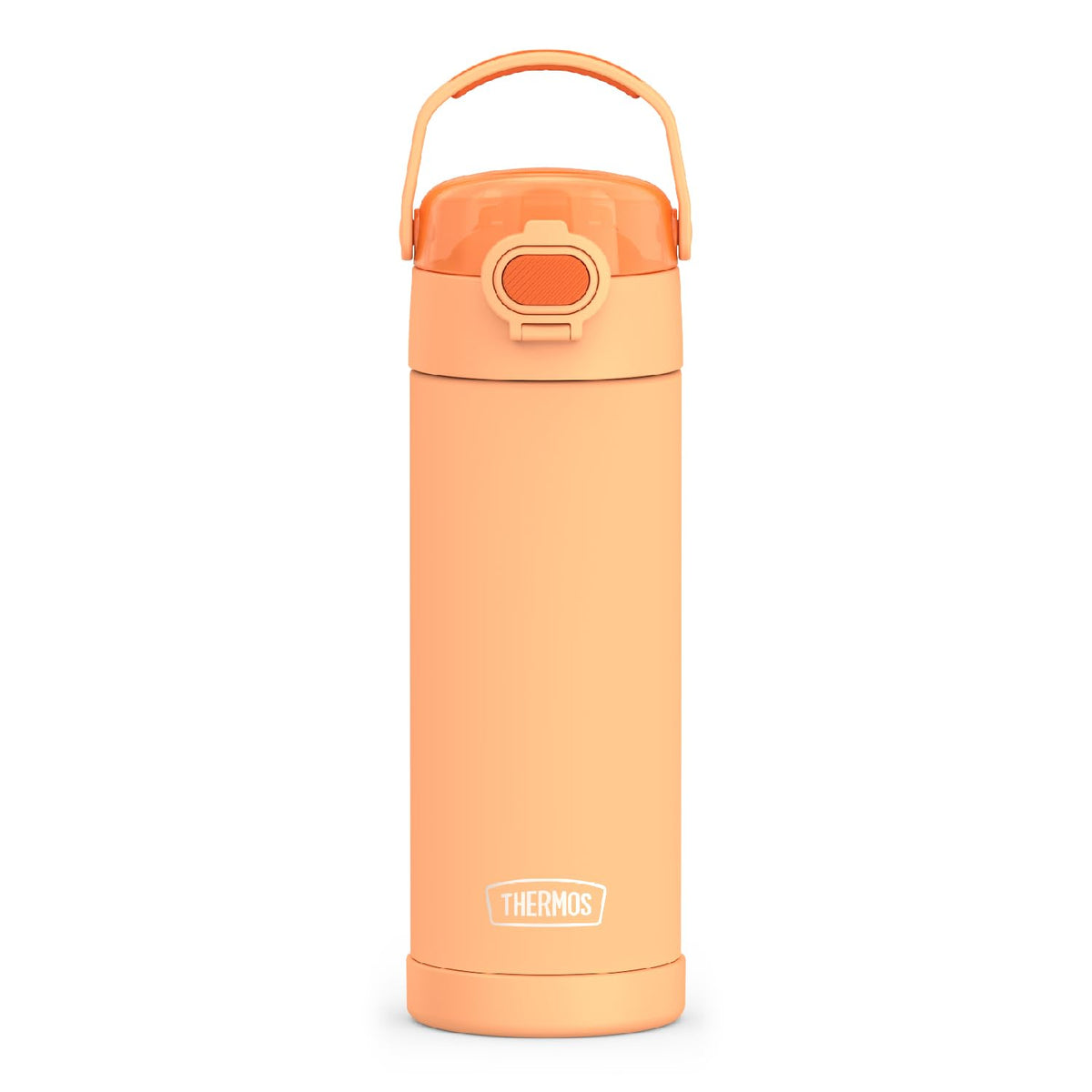 THERMOS FUNTAINER naranja con tapa-pico ancho, fácil de usar para niños.