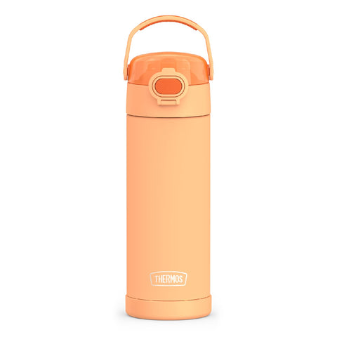 THERMOS FUNTAINER naranja con tapa-pico ancho, fácil de usar para niños.