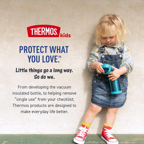 THERMOS FUNtainer C-3PO comparación de tamaño junto a botella para referencia