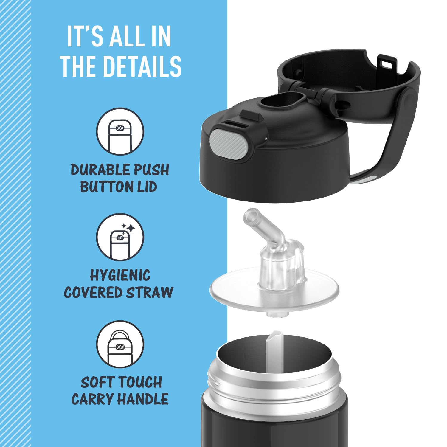 THERMOS FUNTAINER pajita higiénica desmontable facilita la limpieza diaria
