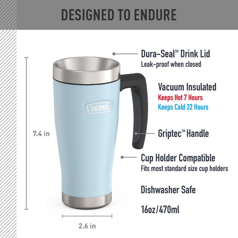 Tapa de sellado duradero mantiene cerrada la THERMOS línea icónica sin derrames.