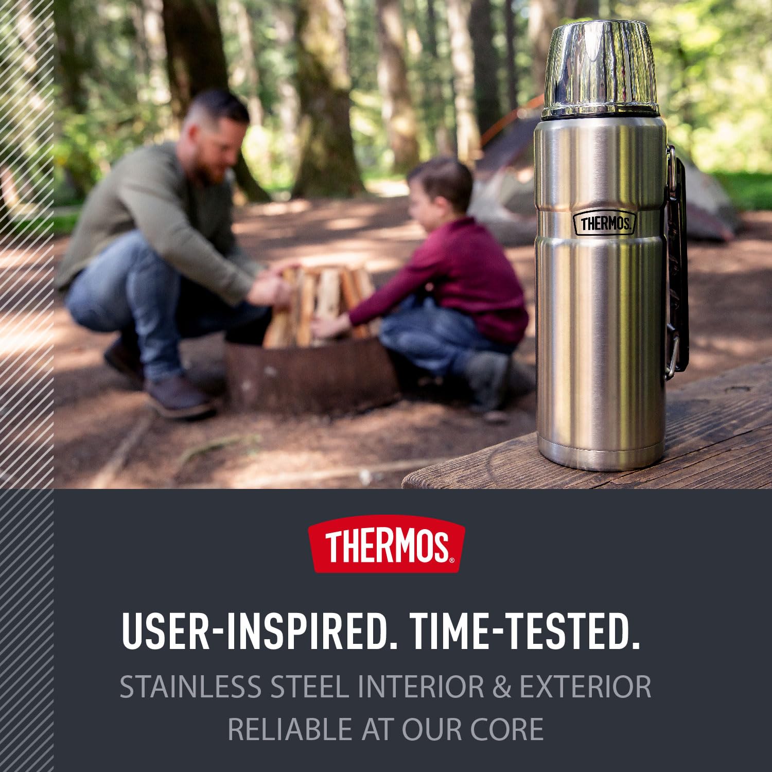El tapón giratorio THERMOS facilita verter sin retirar el tapón.