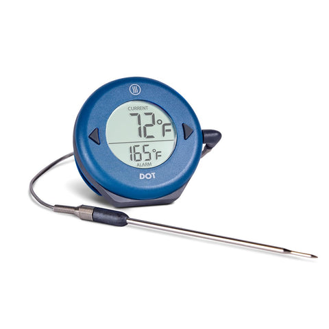ThermoWorks DOT en la mano, termómetro alarma simple para cocinar con precisión