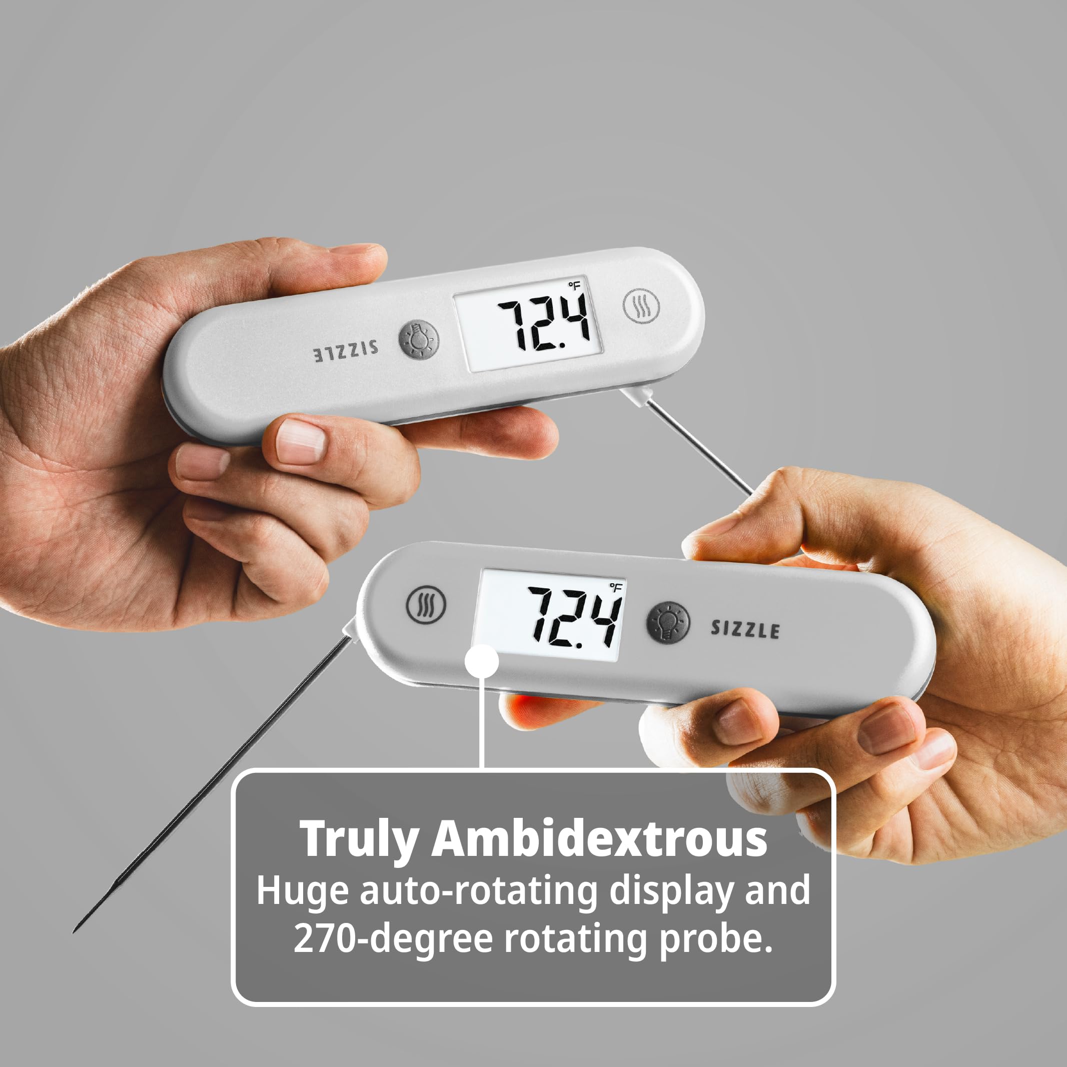 ThermoWorks SIZZLE con sonda 270° para uso ambidiestro.
