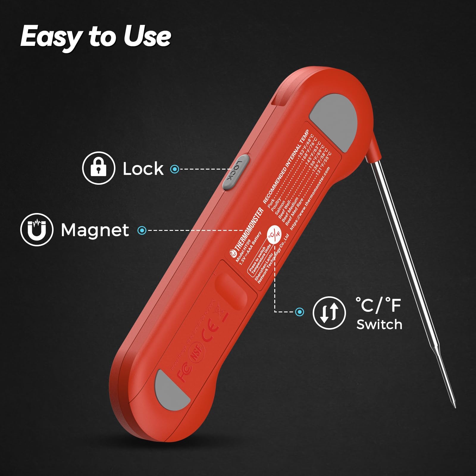 ThermoMonster lectura precisa en carnes para resultados consistentes.