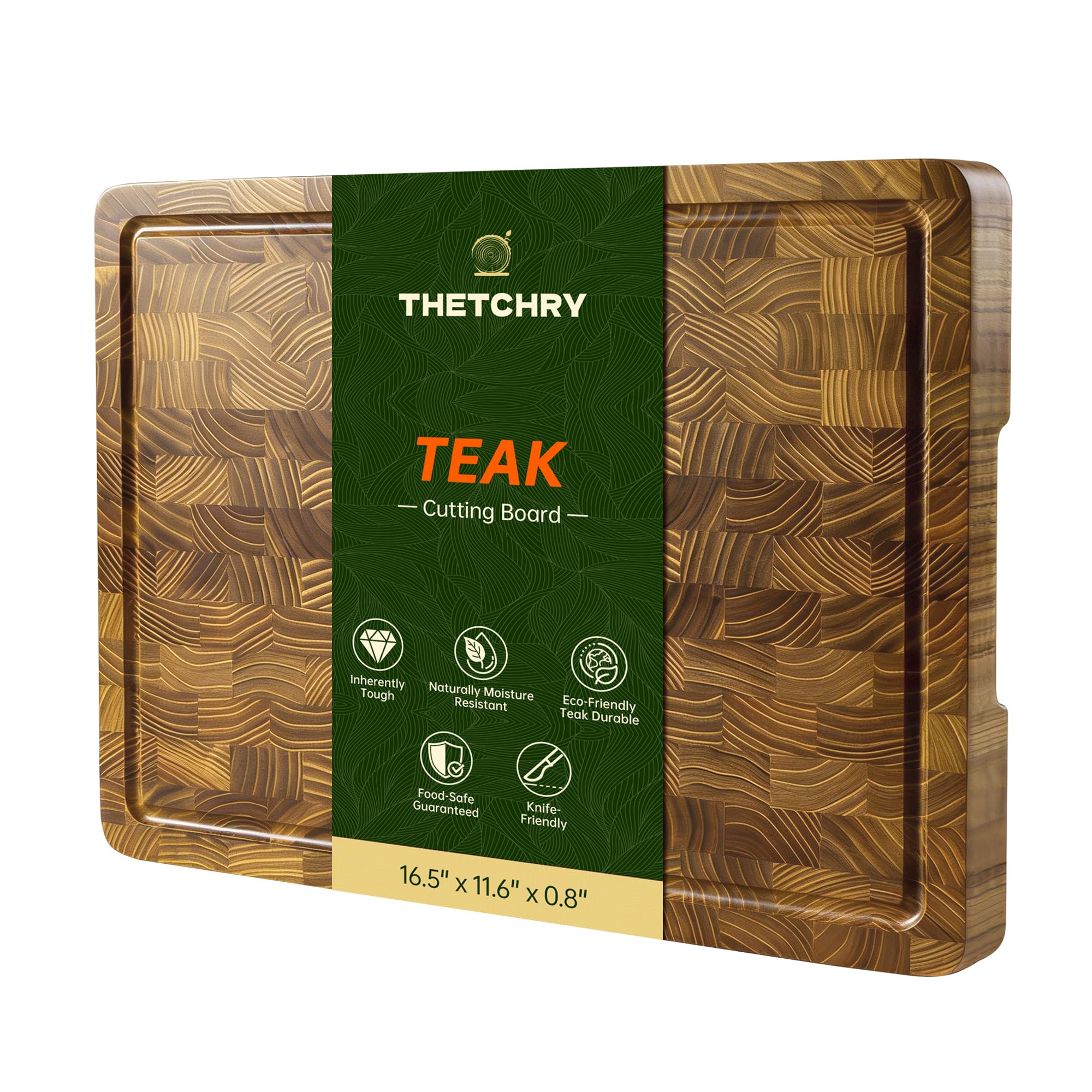 thetchry tabla de cortar teca con grano final y surco de jugos protege la encimera