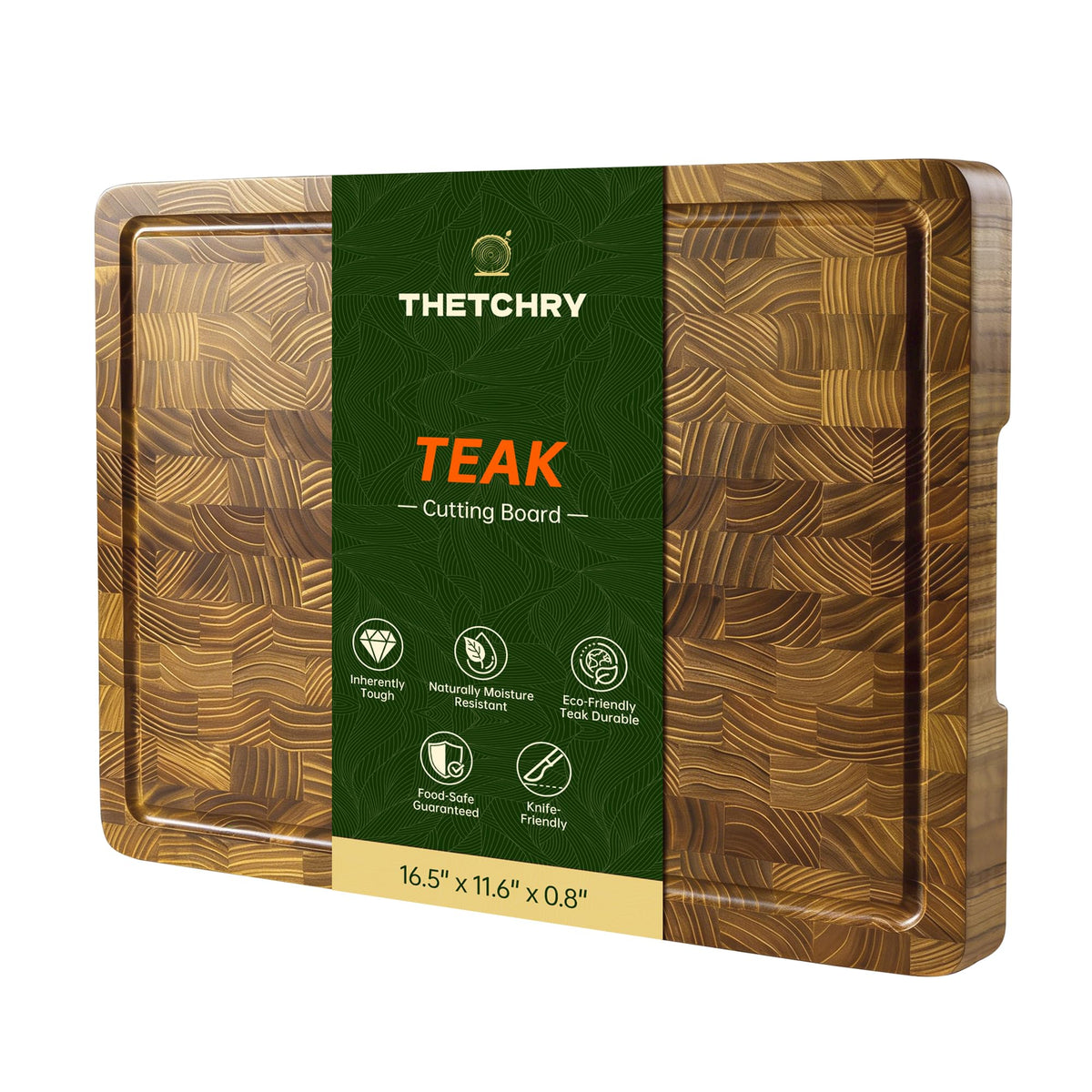 thetchry tabla de cortar teca con grano final y surco de jugos protege la encimera