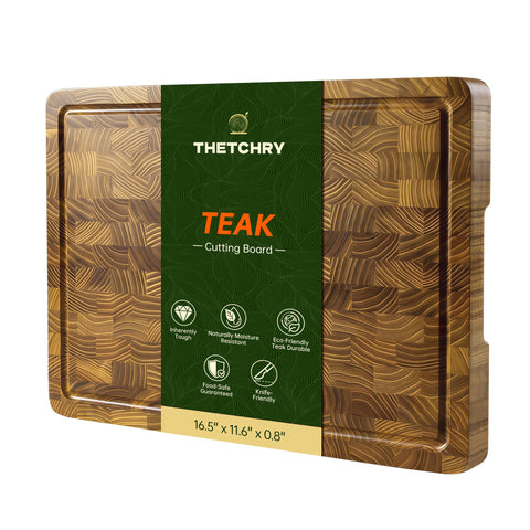 thetchry tabla de cortar teca con grano final y surco de jugos protege la encimera