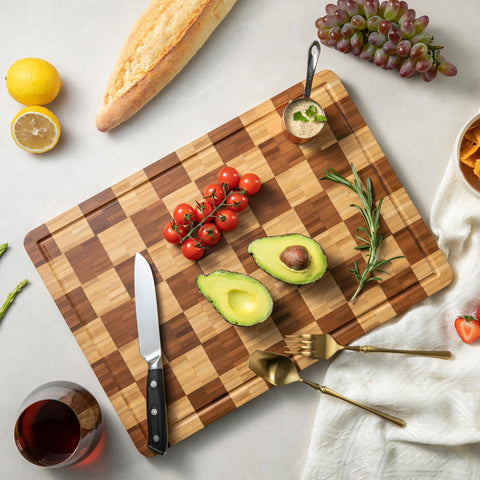 Thetchry tabla de corte bambú, sirve como bandeja decorativa para aperitivos.