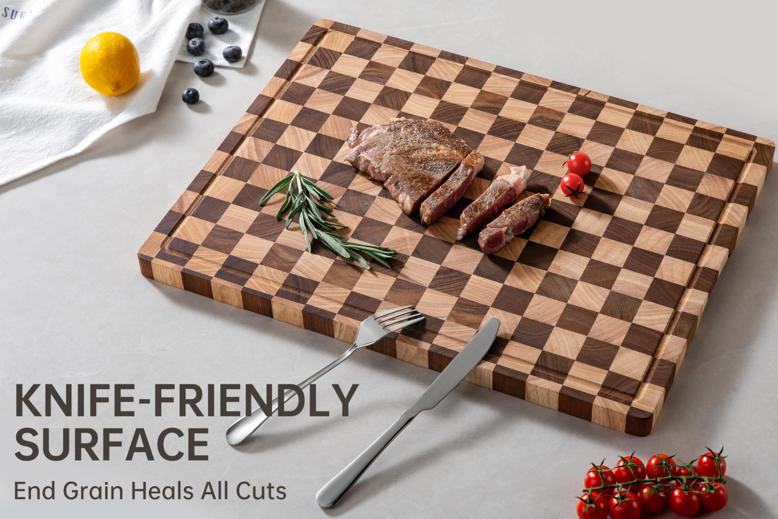 Tabla thetchry con asas integradas, fácil de transportar entre cocina y mesa.