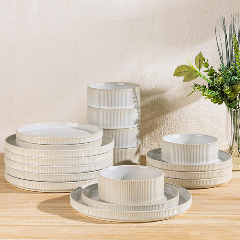 theterra vajilla ceramica 18 piezas, juego completo para la mesa diaria y uso cotidiano.