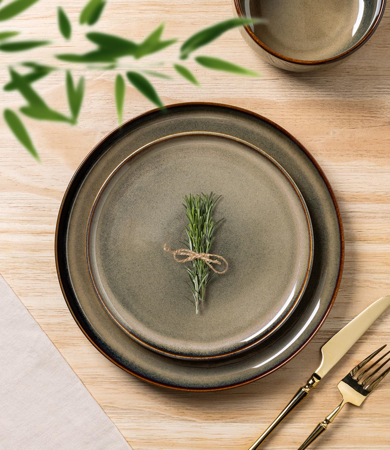 Theterra platos de 8,5 pulgadas para ensaladas con tono elegante