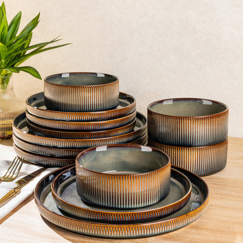 theterra-juego-platos-ceramicos-12-piezas, conjunto para una mesa elegante y práctica