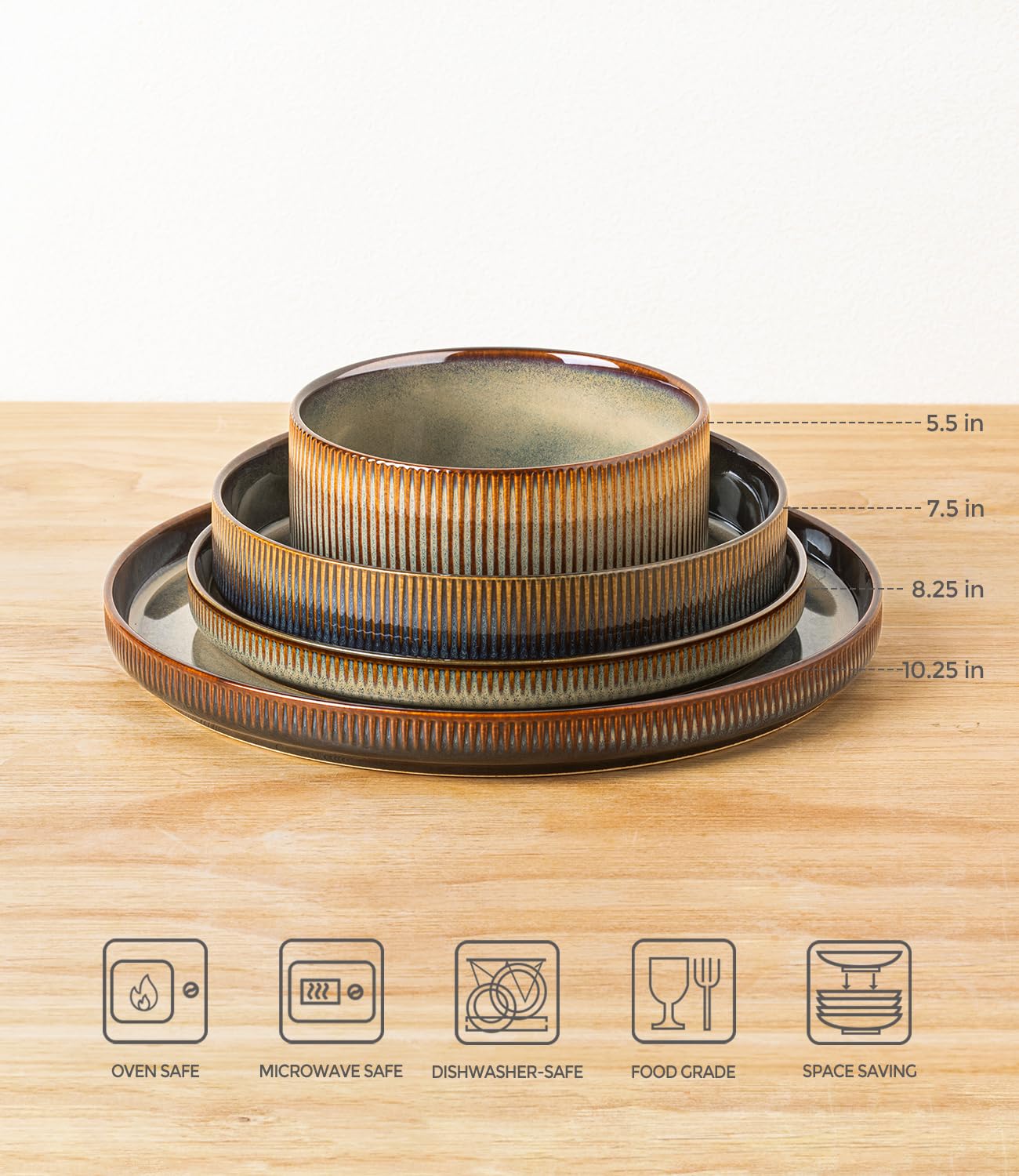 theterra vajilla cerámica, platos de ensalada para cuatro, colores naturales que combinan con cualquier mesa.