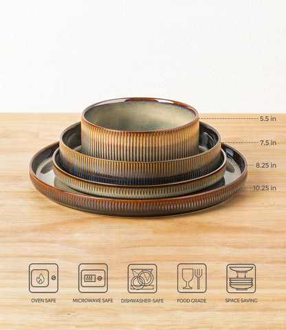 theterra vajilla cerámica, platos de ensalada para cuatro, colores naturales que combinan con cualquier mesa.