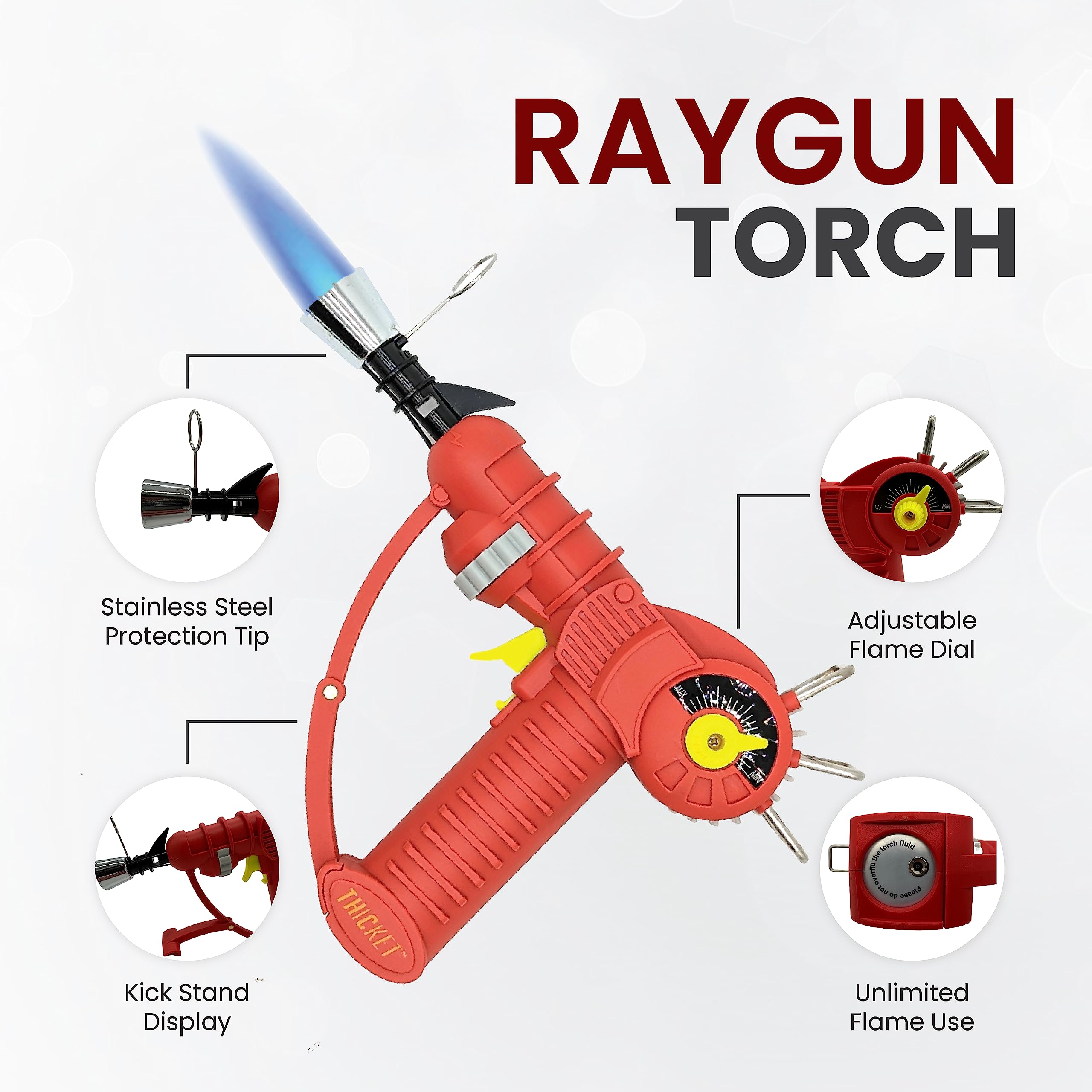 Bloqueo de seguridad del THiCket Raygun para manejo seguro.