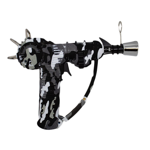 Raygun THiCket, soporte plegable mostrado, ideal para exhibición y uso en exteriores.