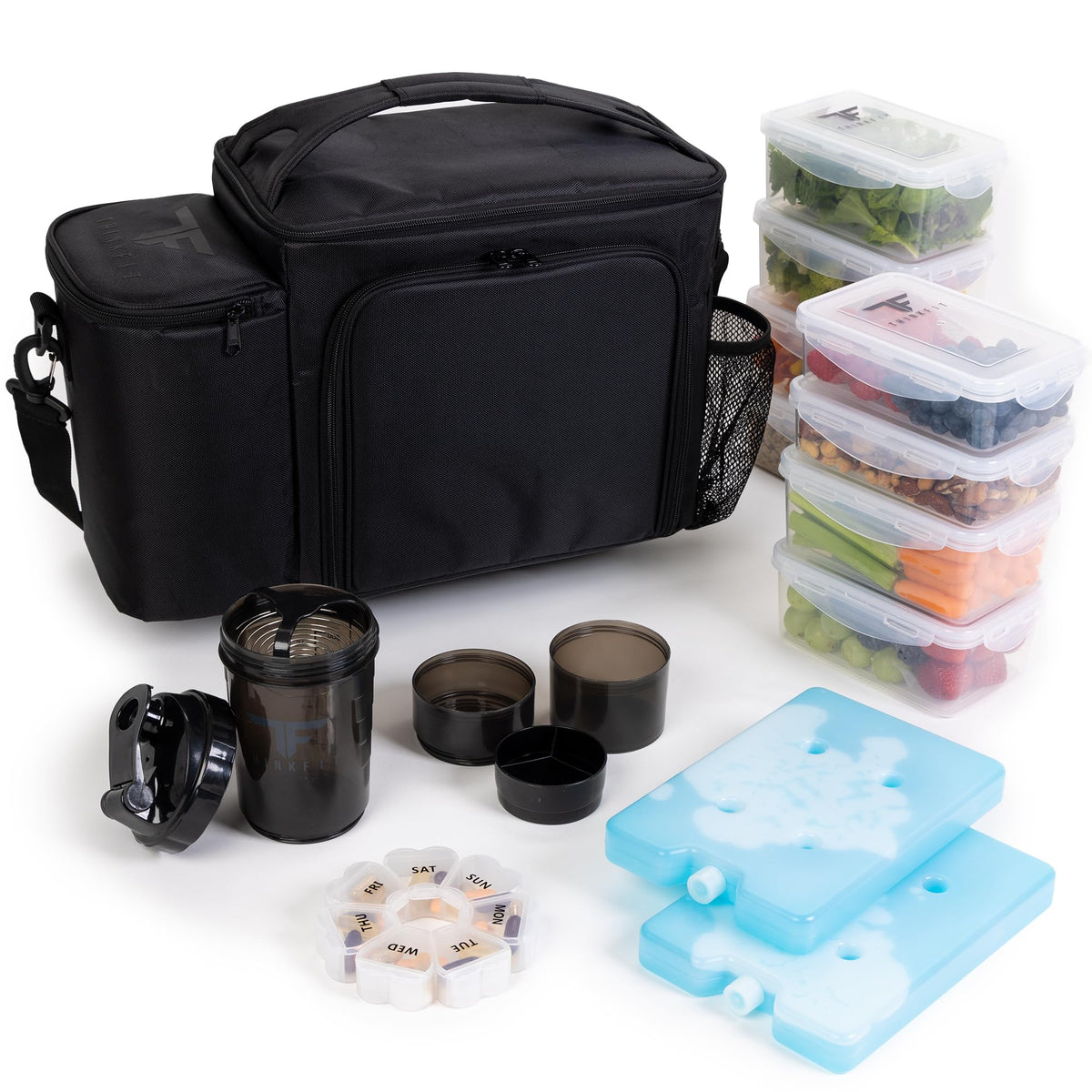 ThinkFit bolsa de almuerzo grande negra para transporte práctico de tus comidas diarias.