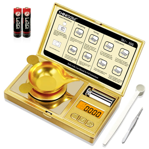 Thinkscale: escala digital de miligramos 50 g, precisión para joyería y gemas en casa.