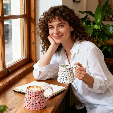 Taza cerámica THIRDCUP resistente y duradera, apta para microondas y lavavajillas.
