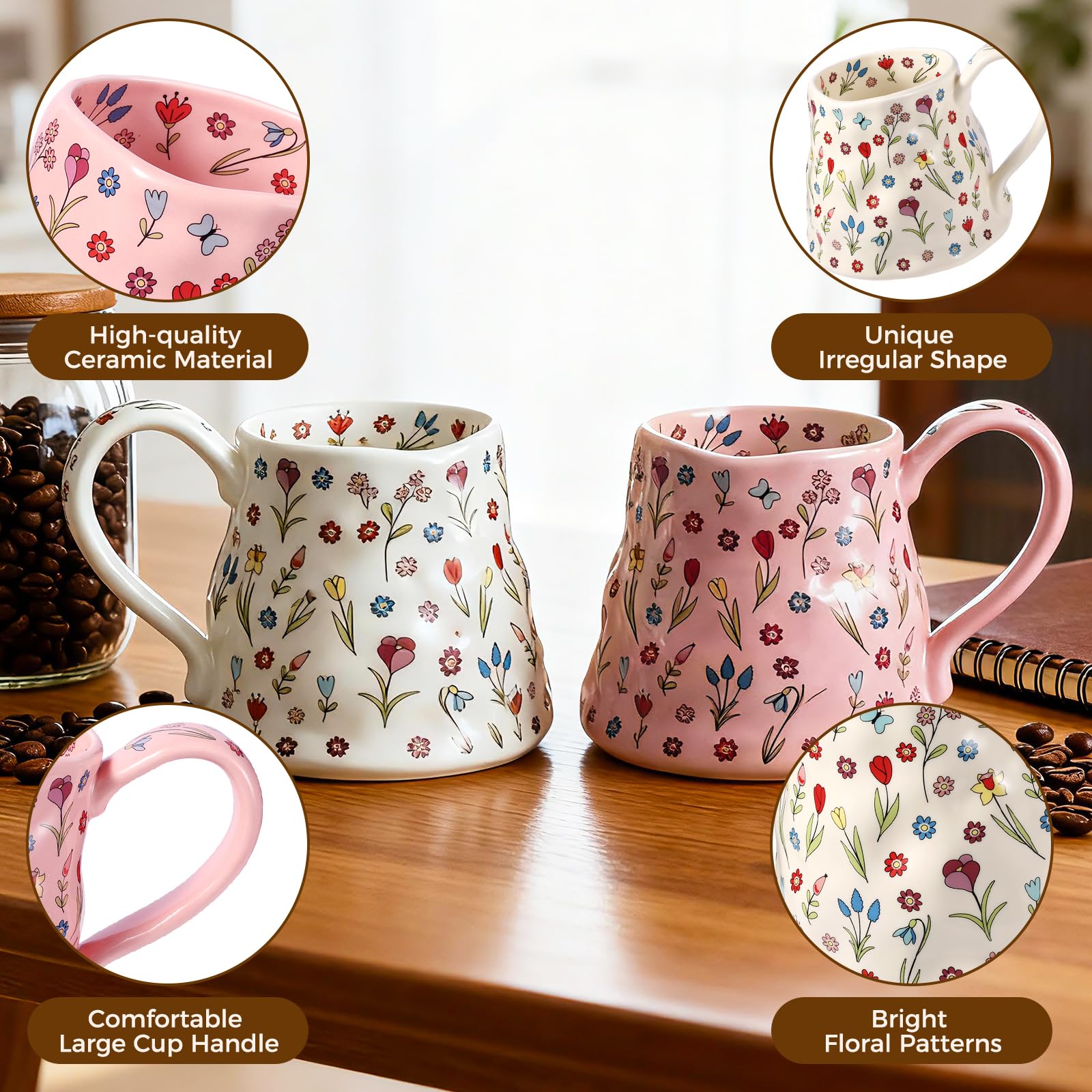 Taza THIRDCUP cerámica con asa grande ergonómica, uso cómodo para café o té.