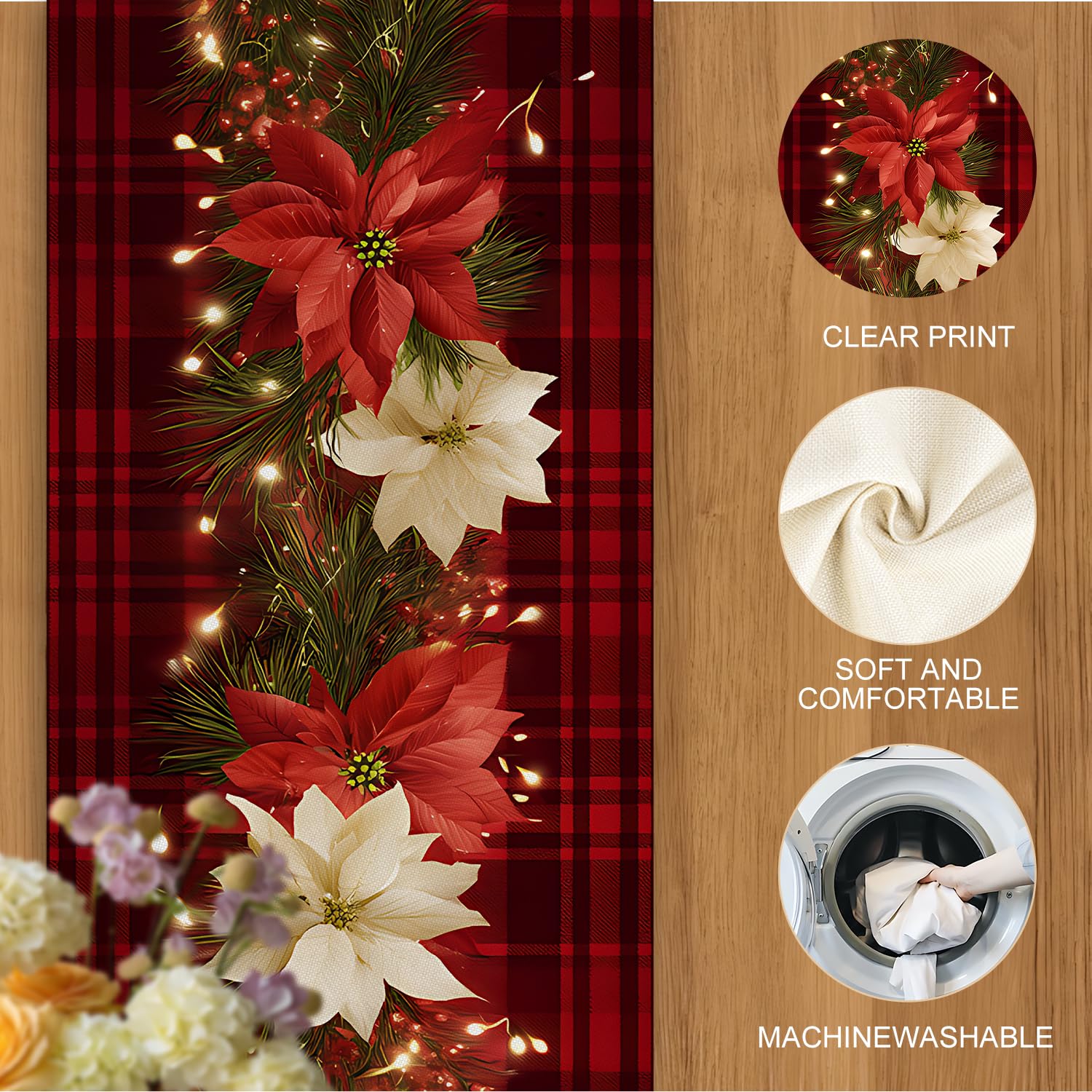 THISFIND individuales de mesa navidad 45x30, fáciles de limpiar.
