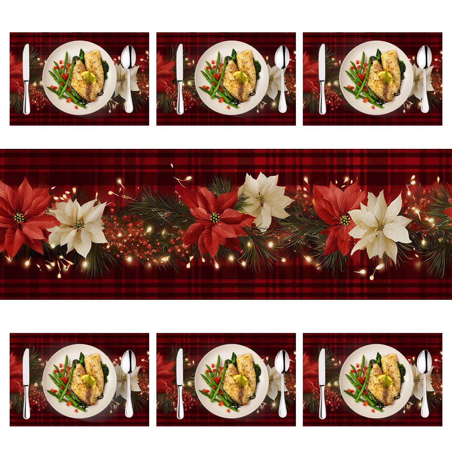 THISFIND runner de mesa con diseño poinsettia para la cena.