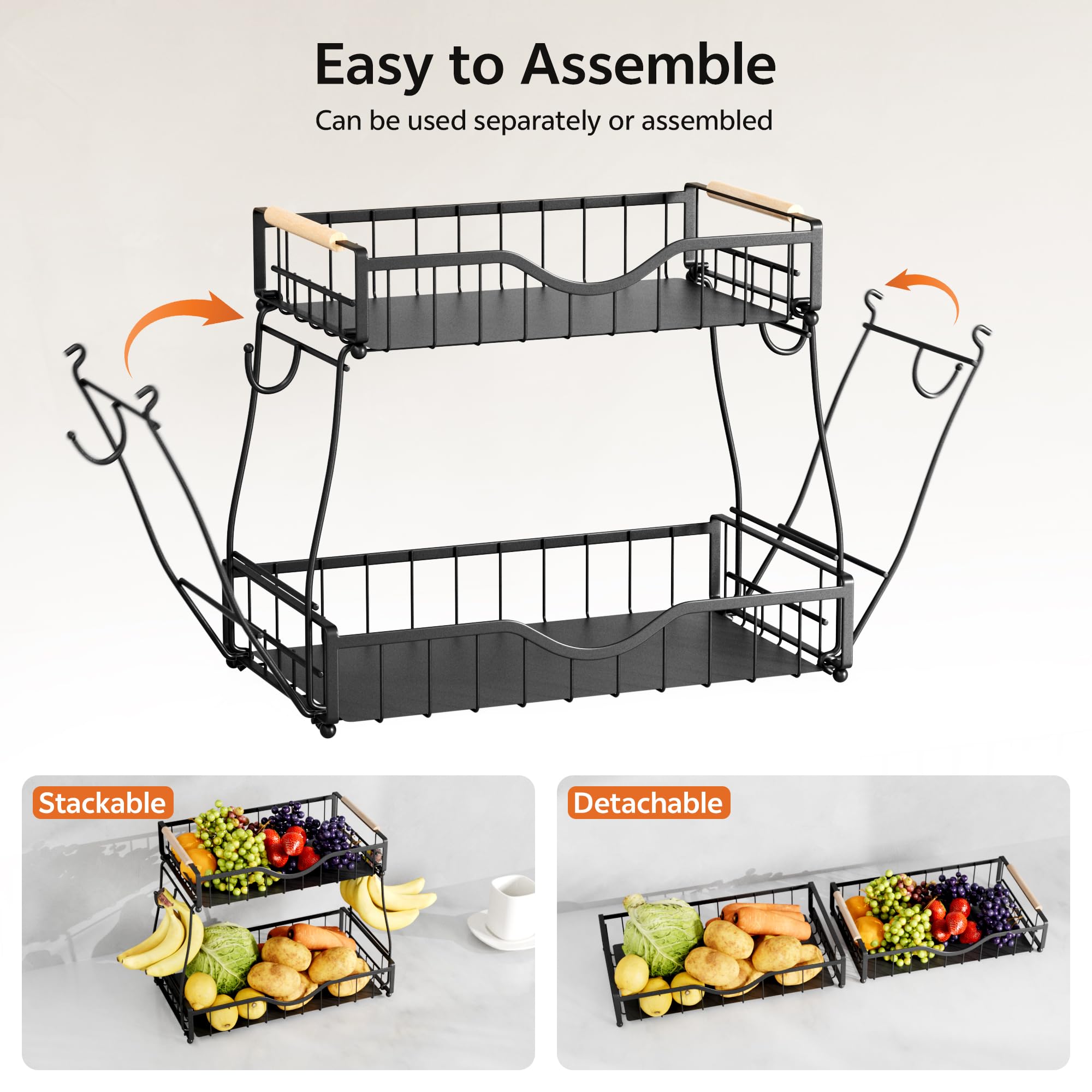 Montaje sencillo de THKVESN: cesta de metal desmontable para la cocina.