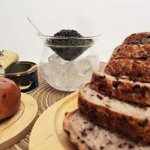 Conjunto ThougrLyh para caviar, cucharas de concha, textura única para degustar.