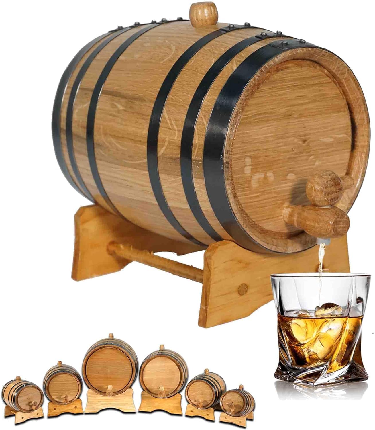 Barril THOUSAND OAKS BARREL de roble 1 L con soporte para envejecimiento.