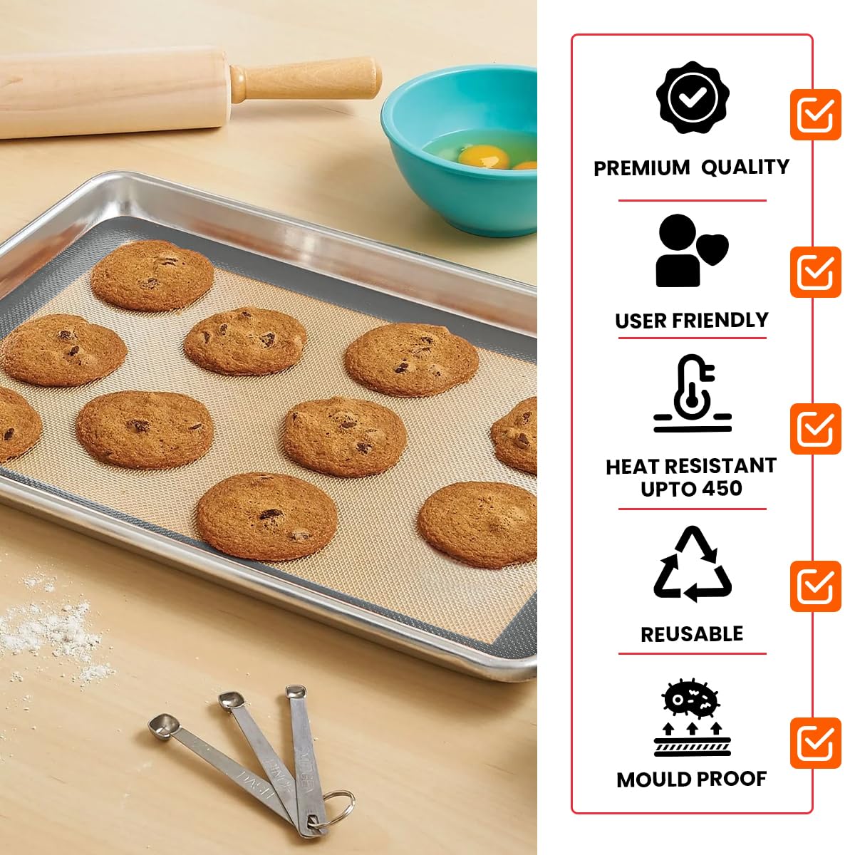 ThreadNanny diseño antideslizante, estable sobre mesa de cocina