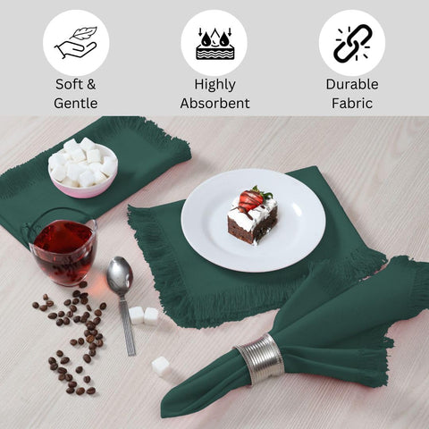 Threadvista servilletas de algodón verde en mesa de comedor.