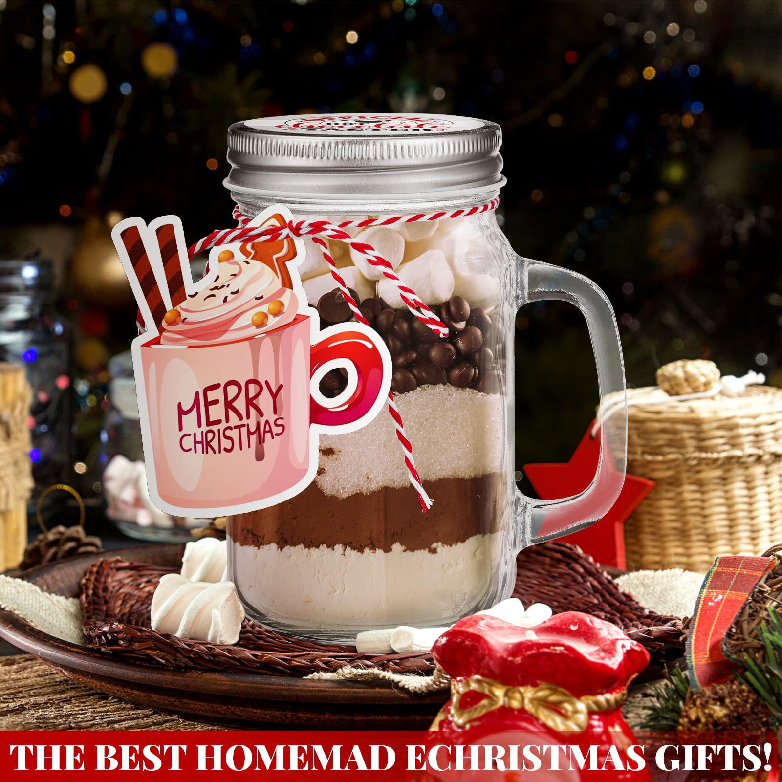 Threehoney conjunto de regalo cacao con jarros festivos
