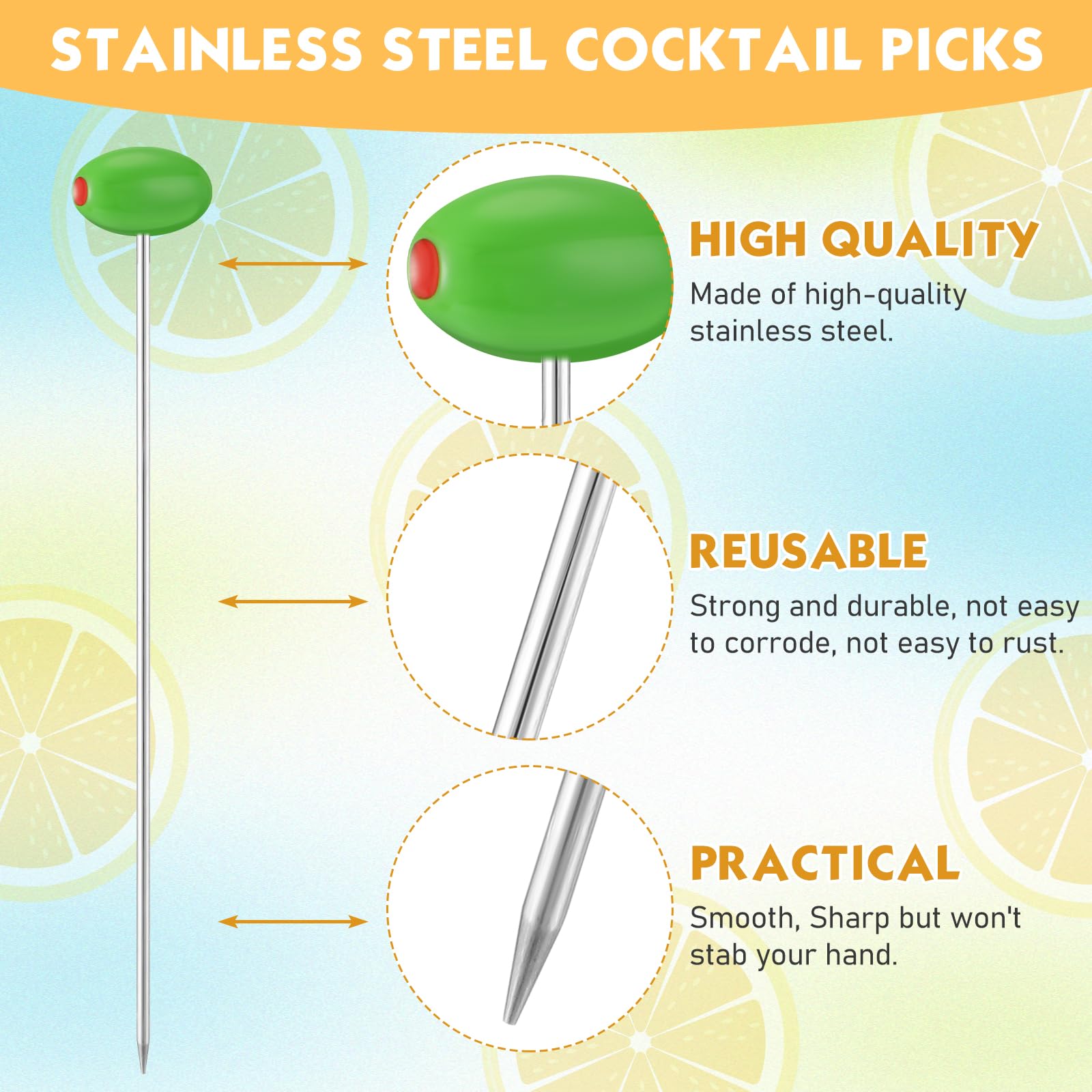 Threehoney palillos 12 cm, tamaño ideal para aceitunas y cítricos.