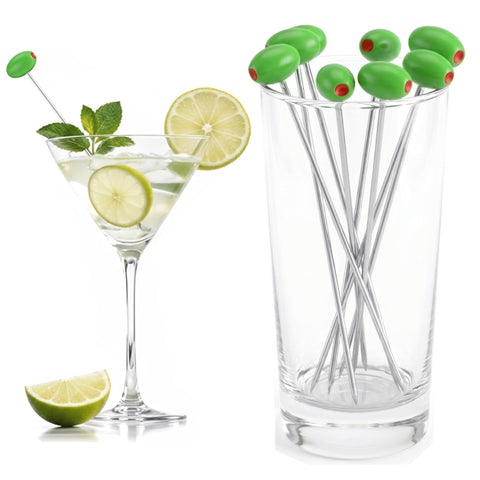 Threehoney palillos martini aceitunas, diseño elegante y duradero para cócteles.