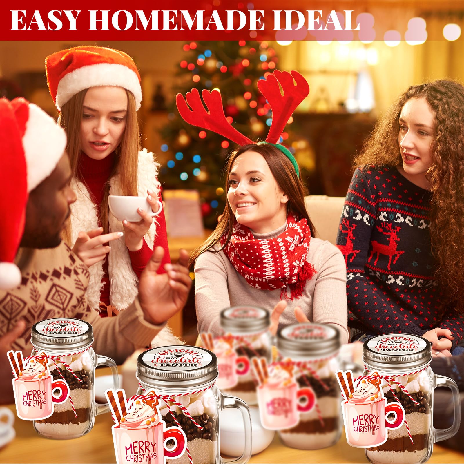 Threehoney tarjetas pre-perforadas navideñas para acompañar regalos