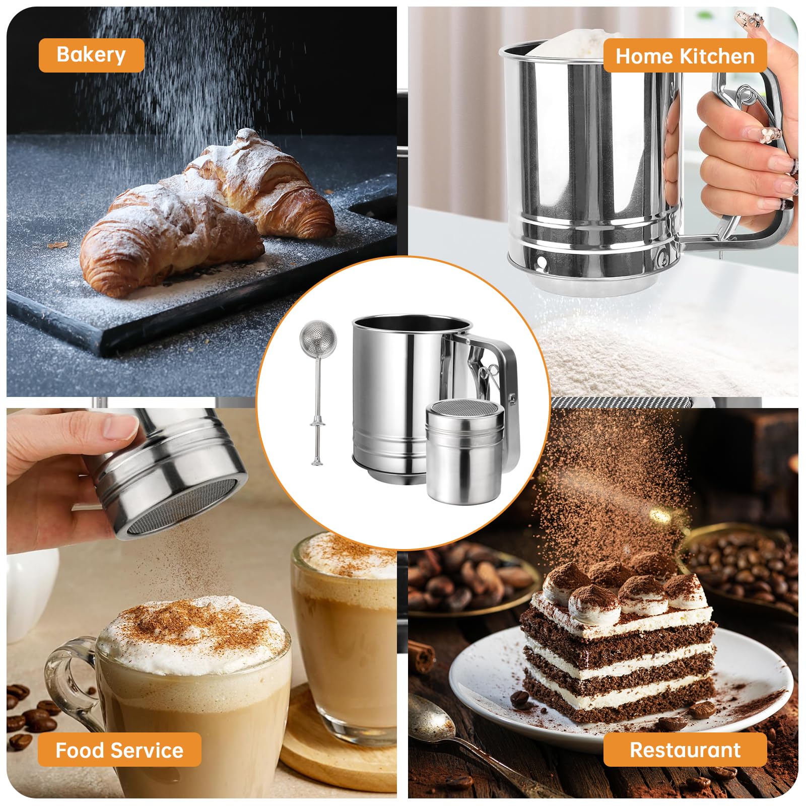 Espolvoreador Thrseely para cacao y azúcar en postres y tortas