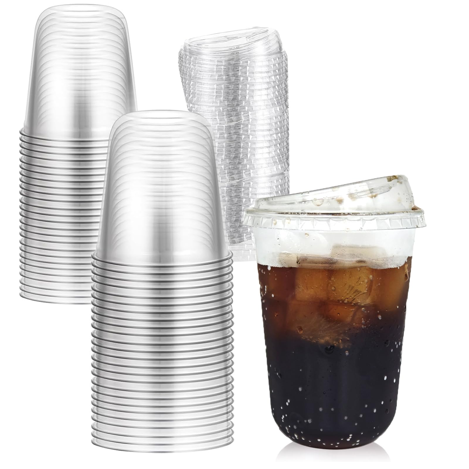 Thrseely juego de vasos 16 oz con tapas, ideal para café frío en tiendas