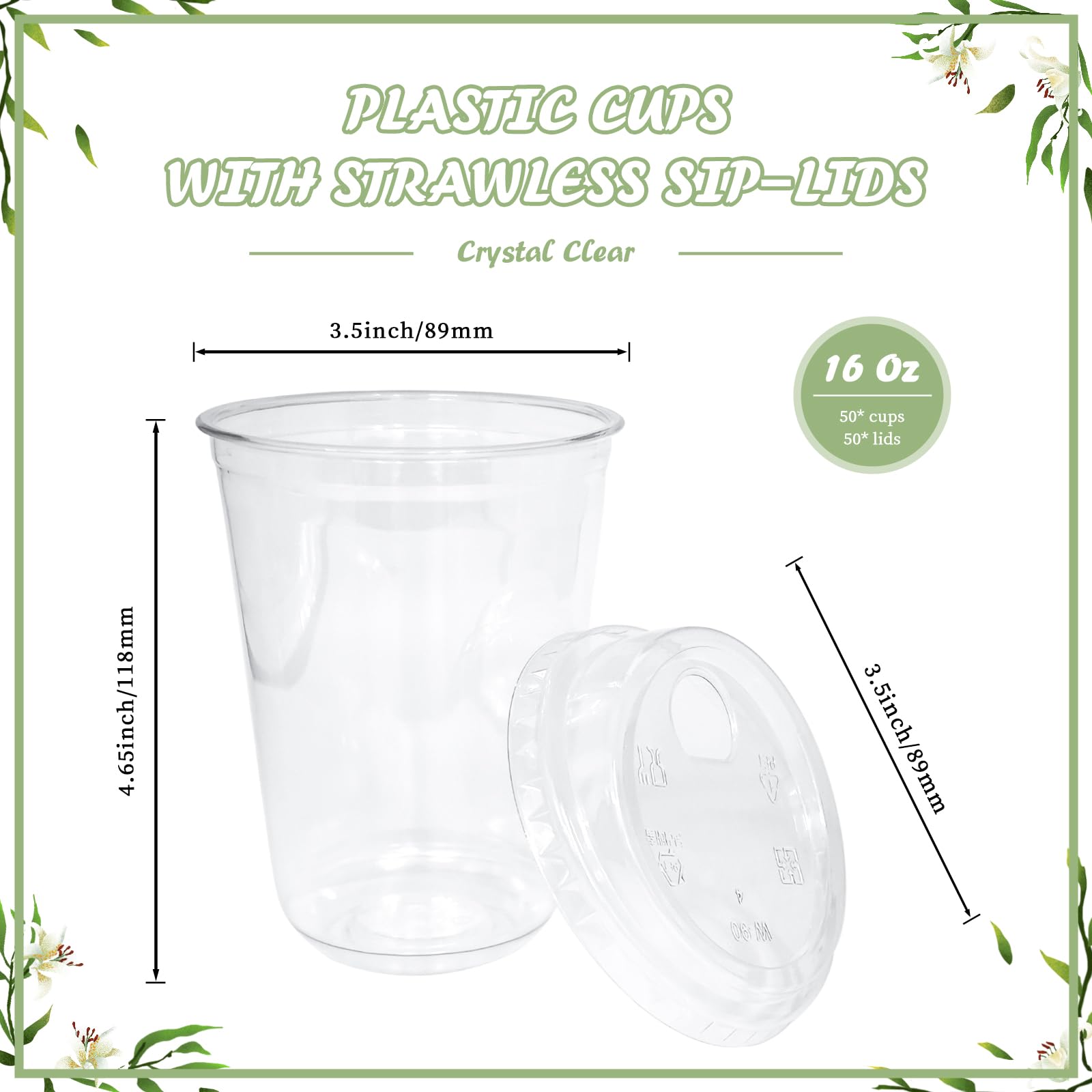 Vasos plásticos transparentes Thrseely de 16 oz con tapa para bebidas frías