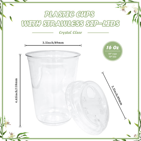 Vasos plásticos transparentes Thrseely de 16 oz con tapa para bebidas frías
