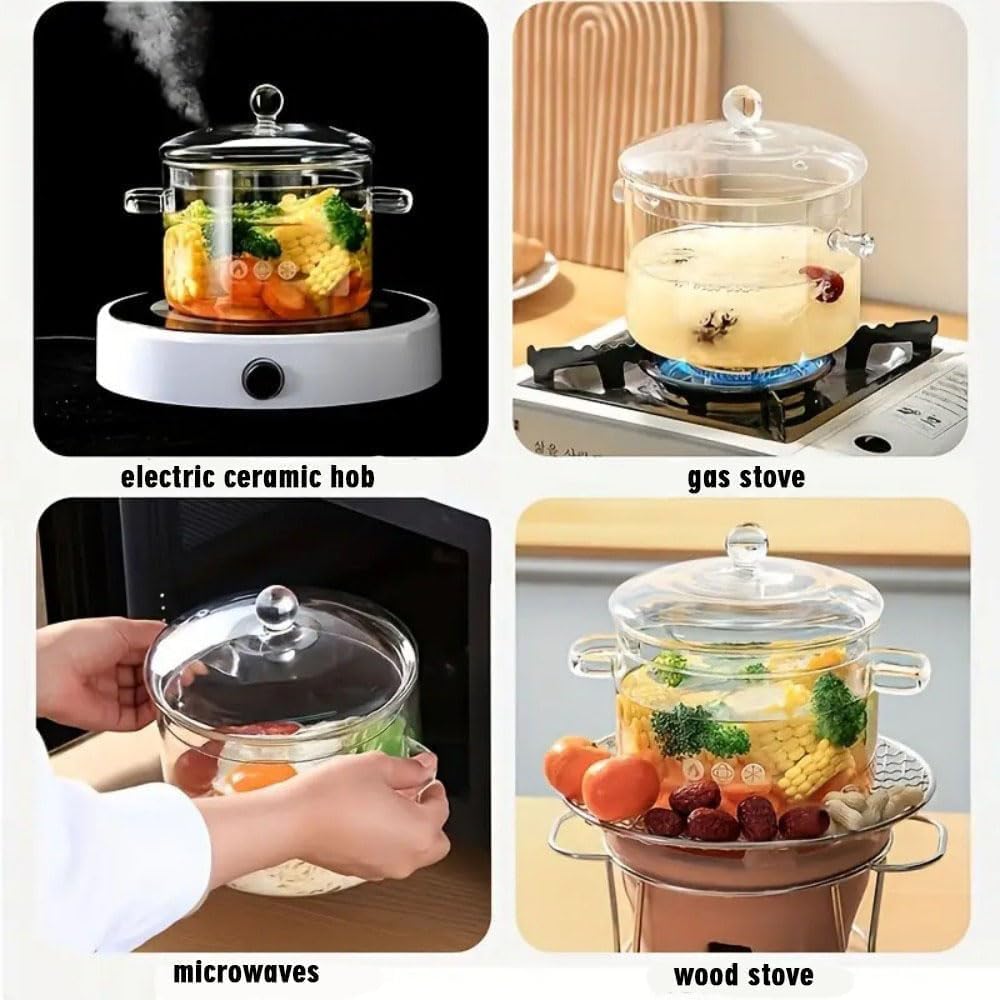 Olla Thsinde de cristal 1400 ml, apta para estufa y horno.