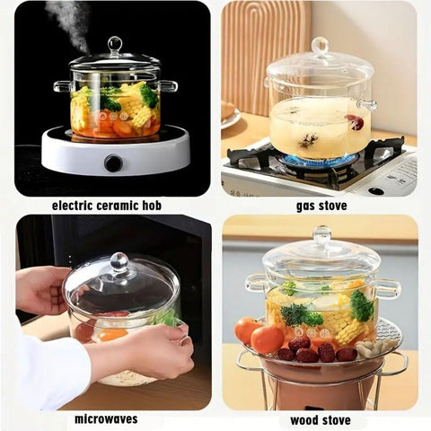 Olla Thsinde de cristal 1400 ml, apta para estufa y horno.