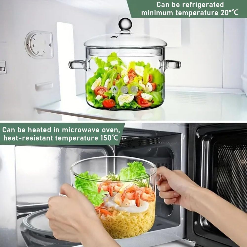 Olla Thsinde de cristal 1400 ml, tapa transparente para vigilar la cocción.