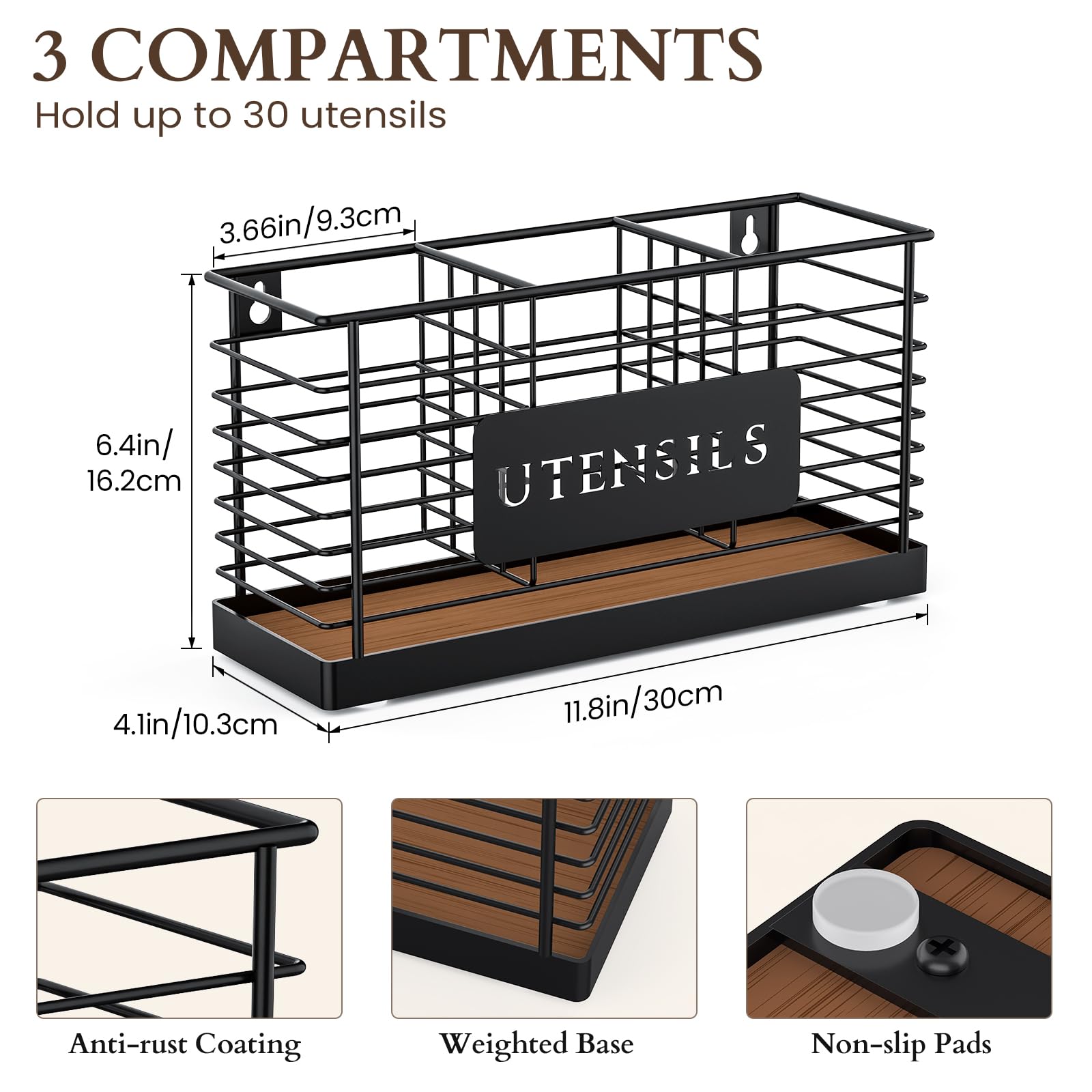 THYGIFTREE porta-utensilios negro mate combina estilo moderno y funcionalidad