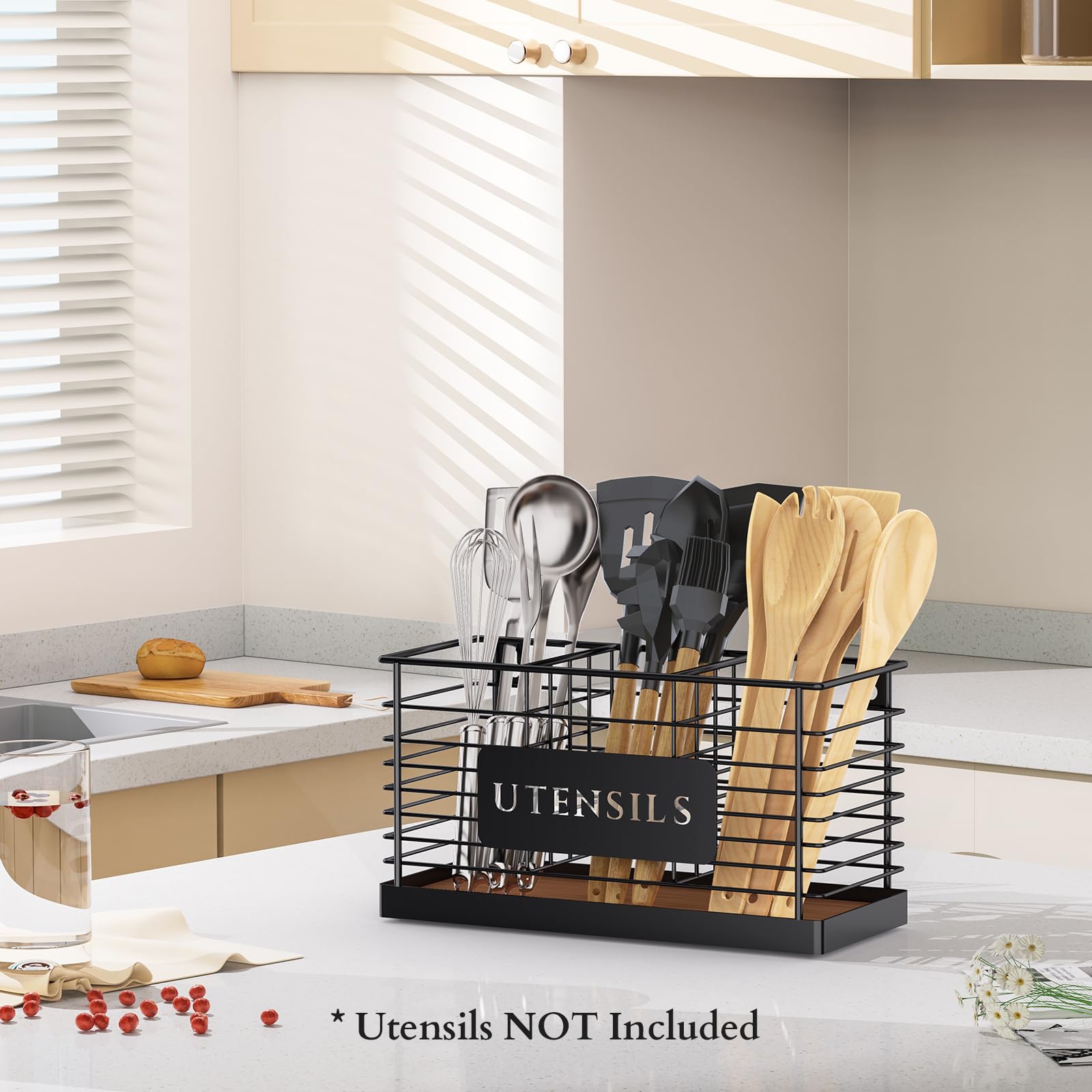 THYGIFTREE porta-utensilios con tres compartimentos para clasificar espátulas, cucharas y batidores