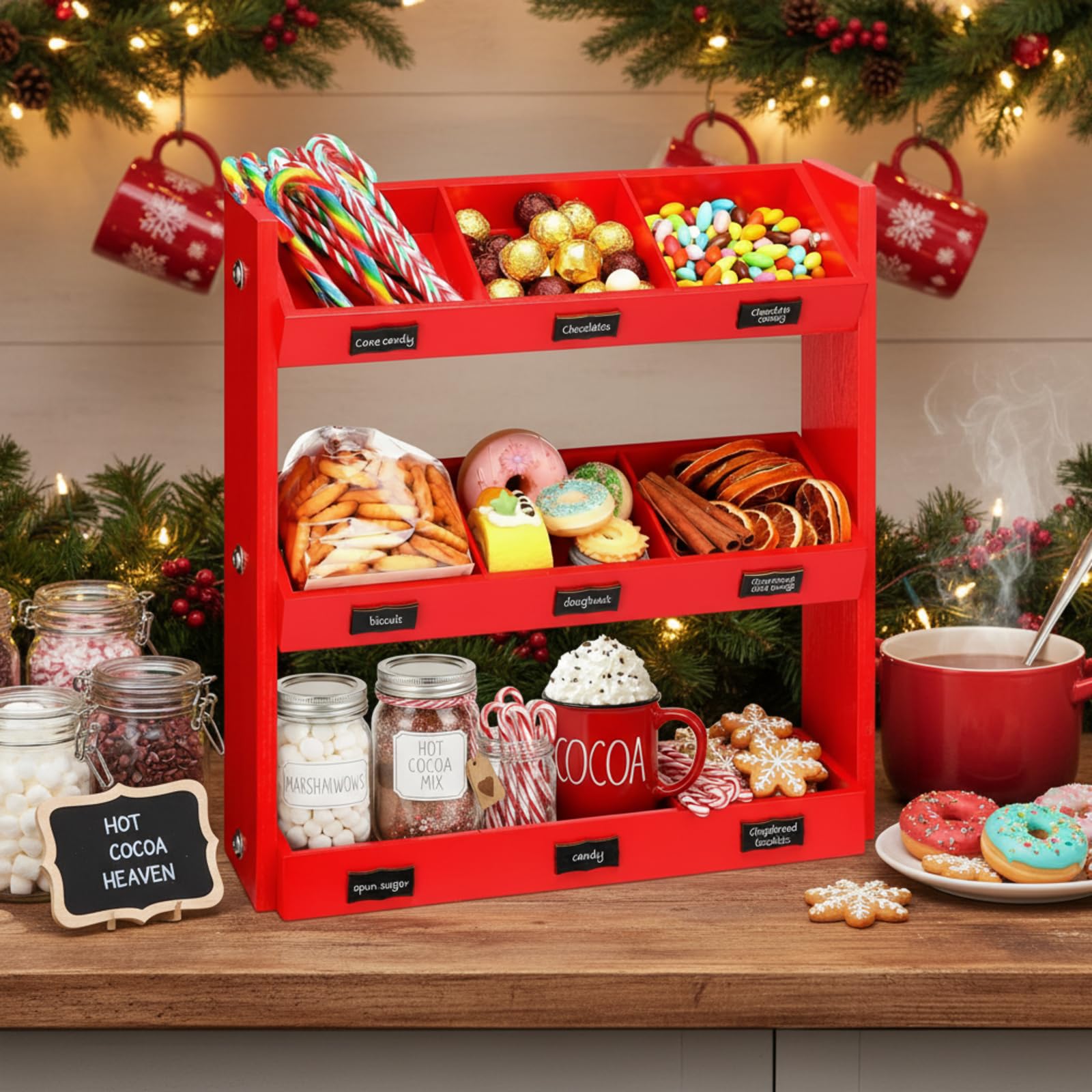 Thyle caja barra cacao navidad textura-madera: acabado de madera resistente y duradero
